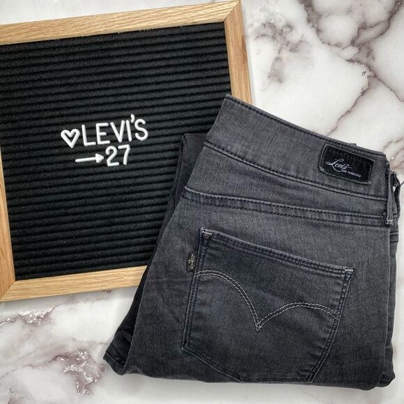 LEVI’S Mid-Rise Black Denim Skinny Jeans with Ankle Zippers - Size 27 - Picture 1 of 11